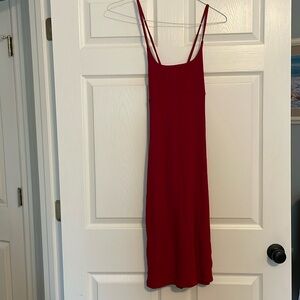 Red dress size XS new with tags HALARA midi dress with side split